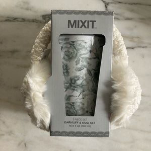 Snowy White Earmuffs and Matching Travel Mug